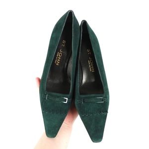 NWOB St. John emerald green suede kitten heel